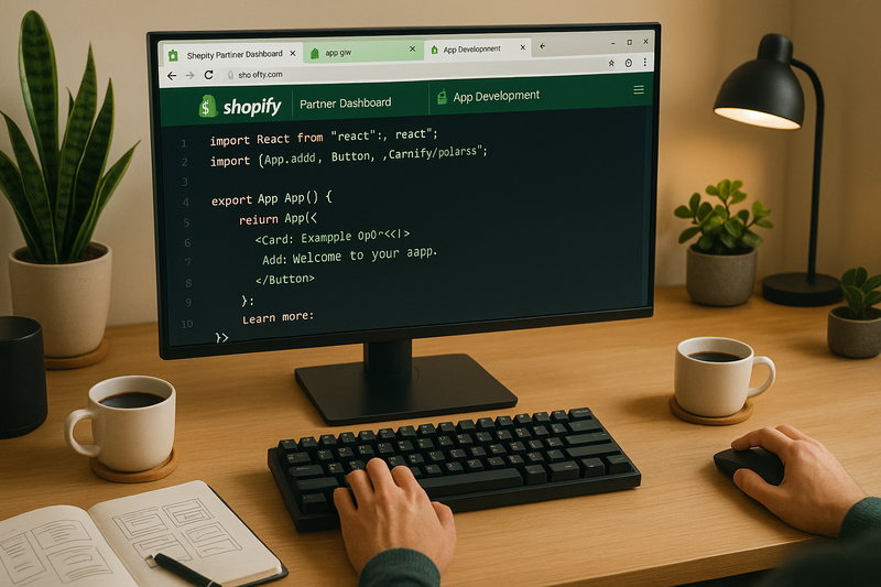 shopify app being coded.