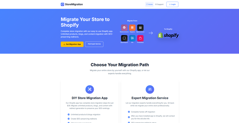 Shopify App - Store migration