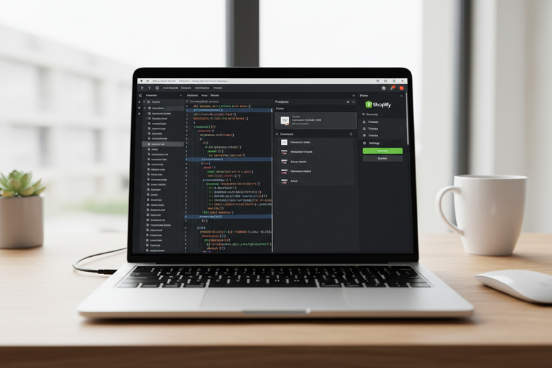 shopify development shown on laptop screen